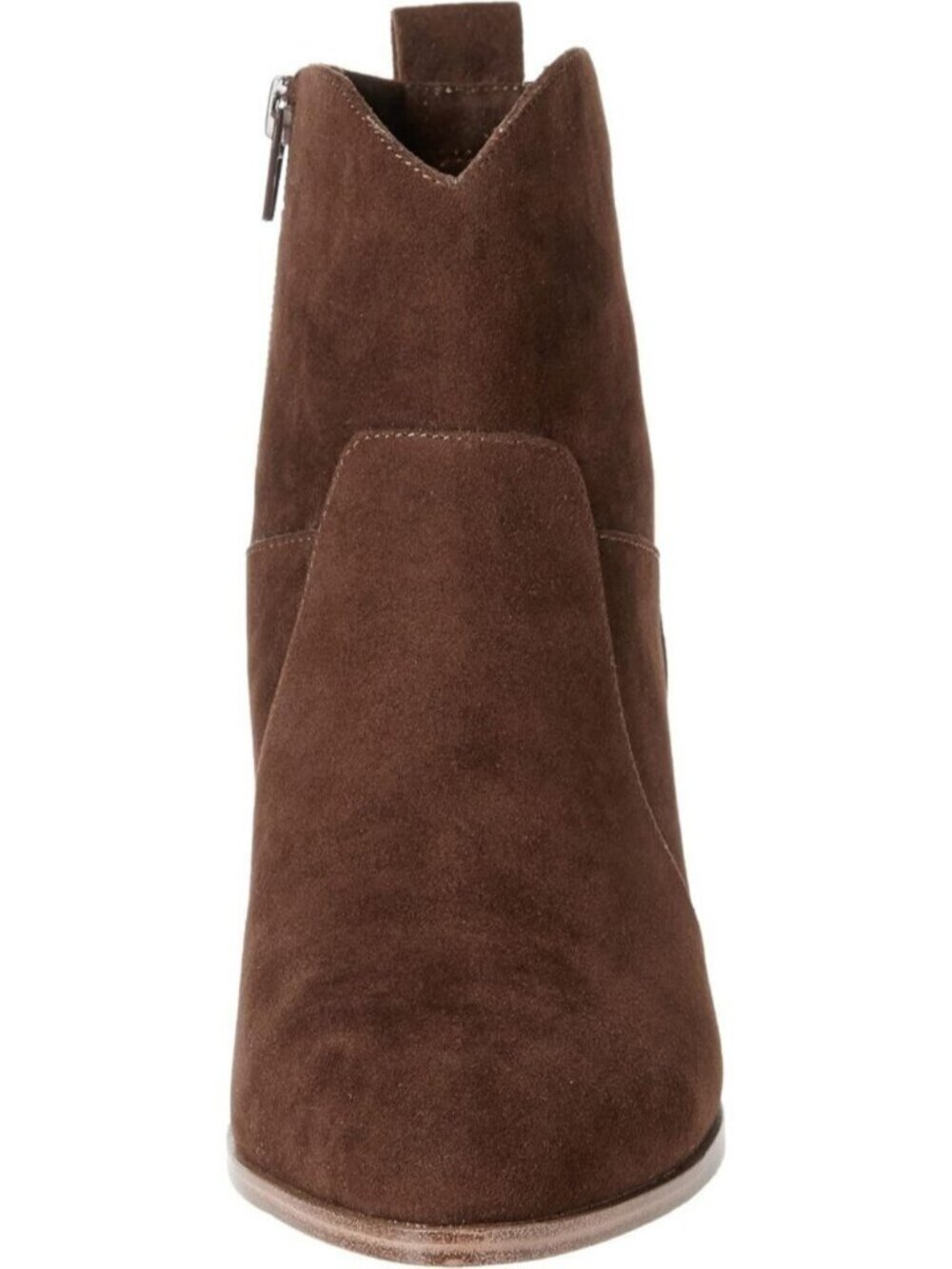 Women's Dark Brown Western Ankle Boots with Stacked Heels Faux Leather Pull On - Picture 2 of 7